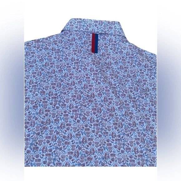 RHOBACK Men’s Performance Polo Sz XL American Icons USA White Golf Stretch Shirt - Picture 7 of 11